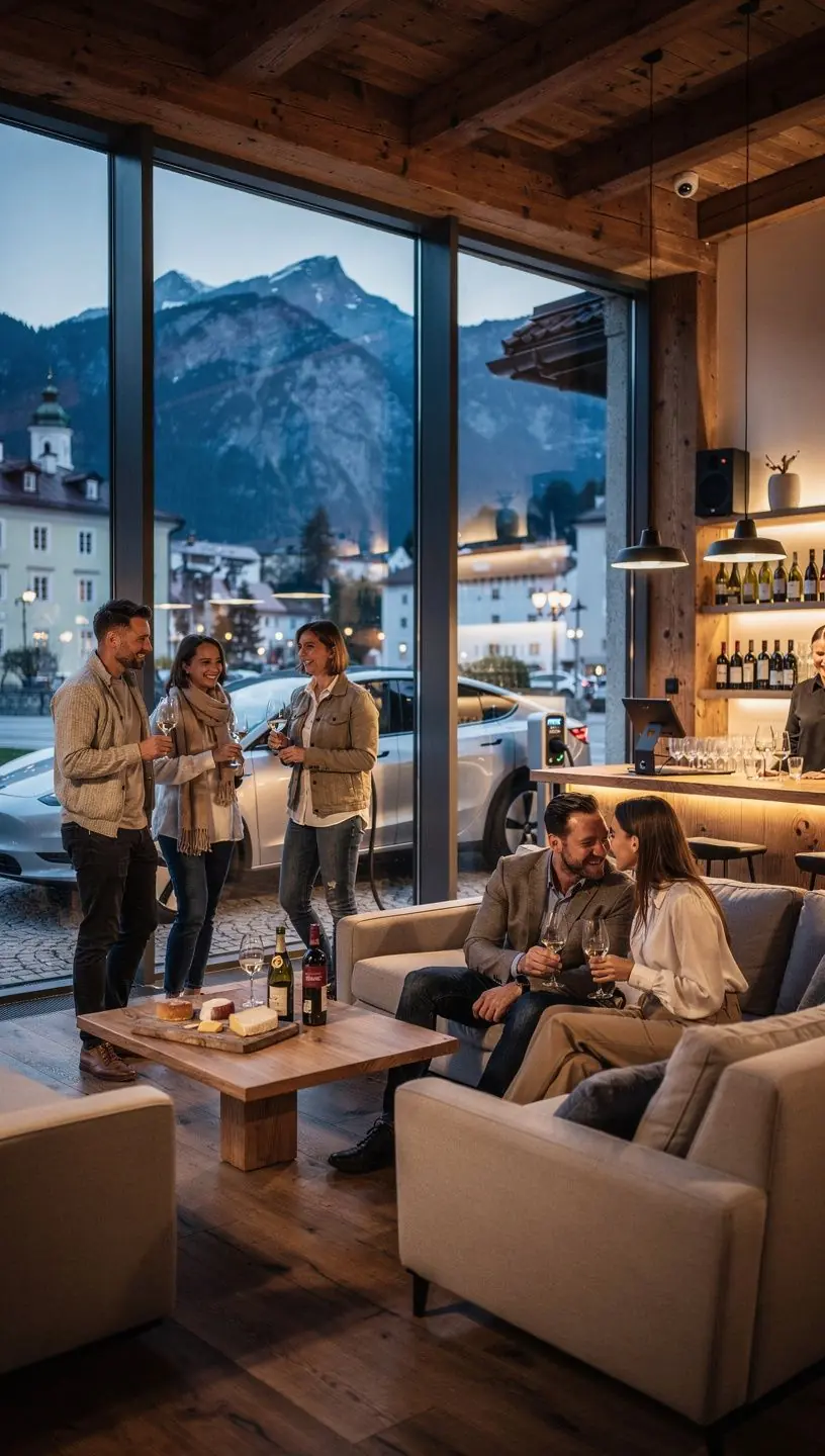 Luxuriöse Innenausstattung mit Kunstwerken und bequemen Sitzen, die eine entspannte Wartezeit bieten.